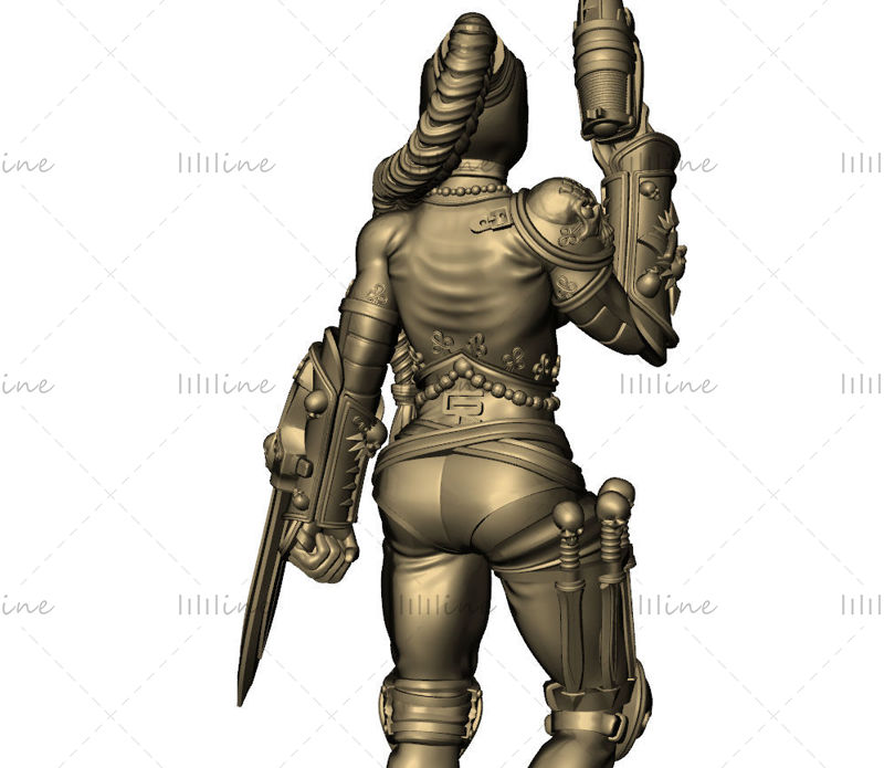 Woman Assassin Statue 3D model STL for 3D printing 3D print model