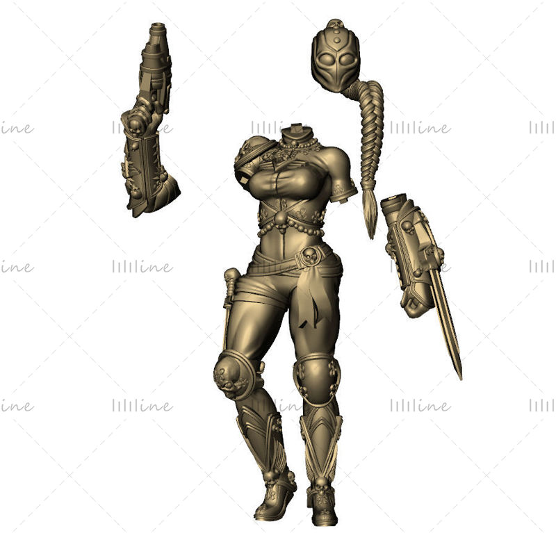 女刺客雕像 3D 模型 STL 用于 3D 打印 3D 打印模型