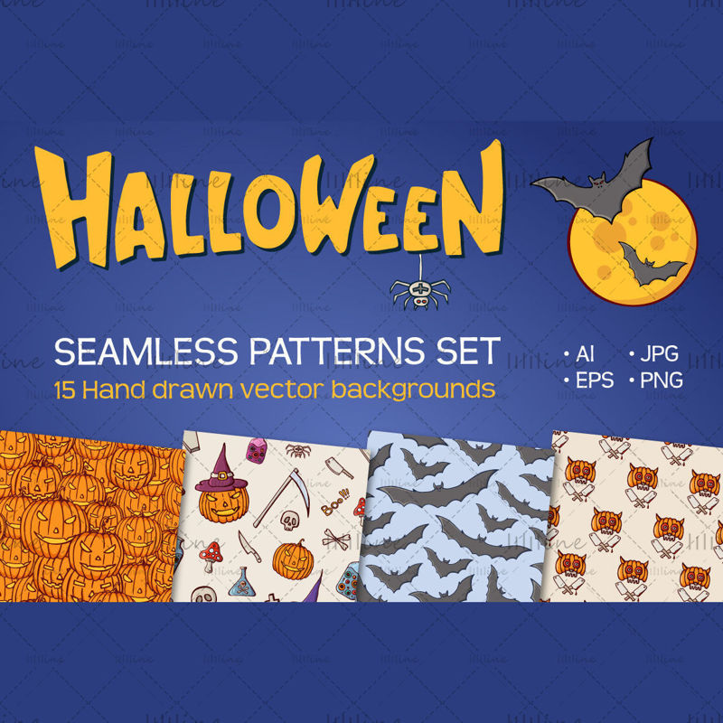 15 seamless Halloween vector patterns