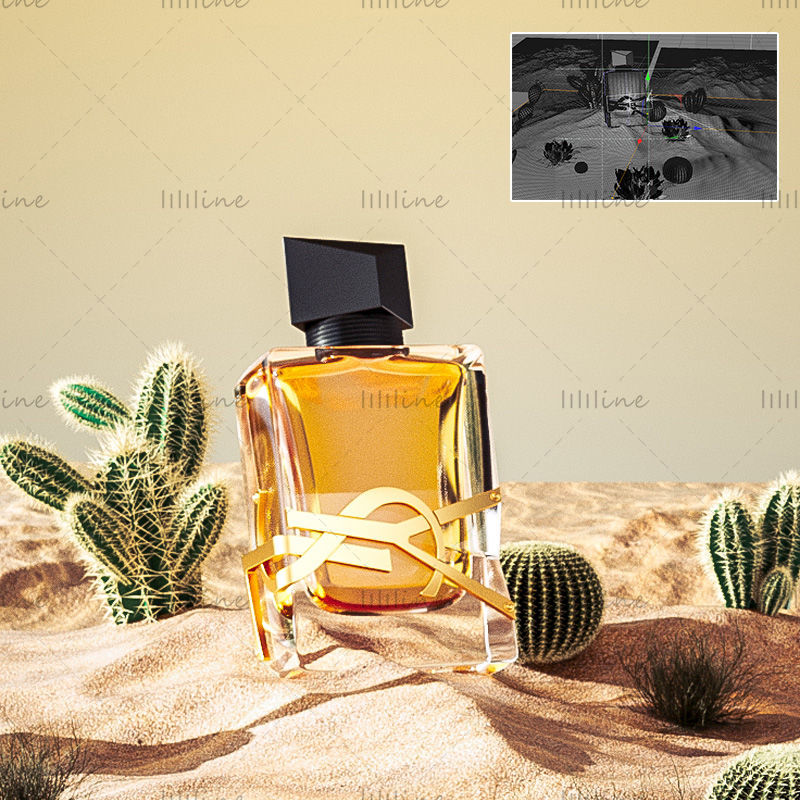 Perfume 3d cosmetics scene bottle model