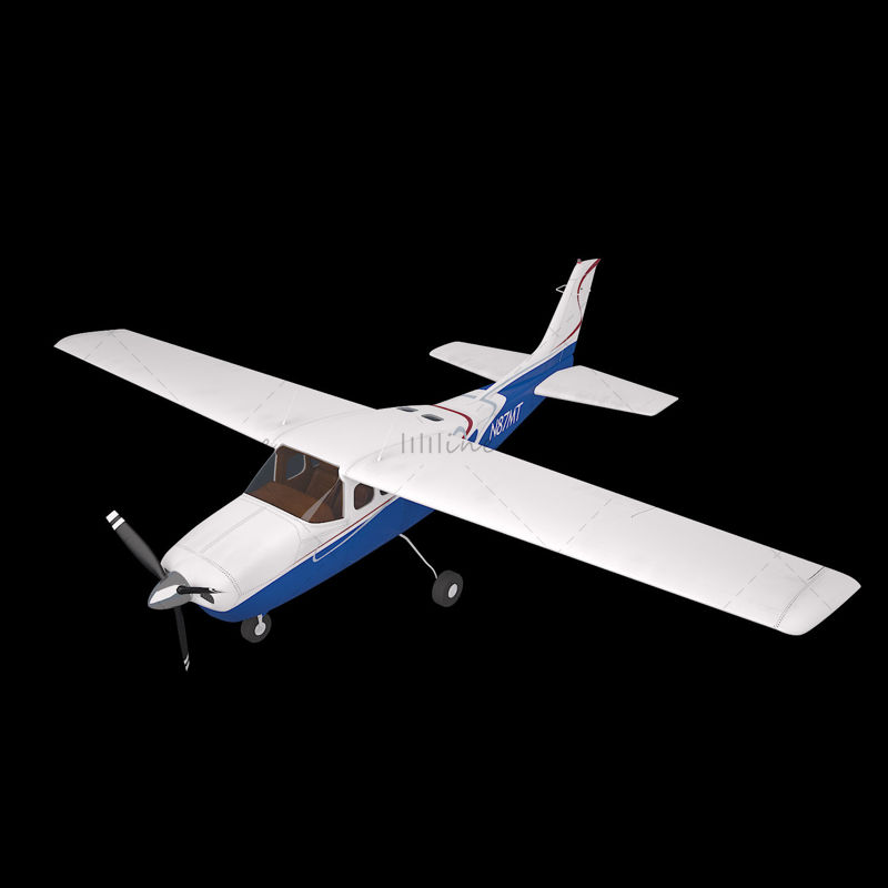 Egyszárnyú légcsavaros repülőgép 3D modellje