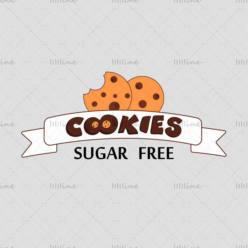 Cookies logo bez cukru vektorové ilustrace