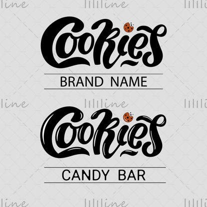 Cookies brand name and candy bar logo