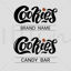 Cookies brand name and candy bar logo