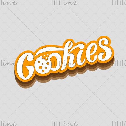 Cookie -k logó kézi betűkkel, digitális illusztráció