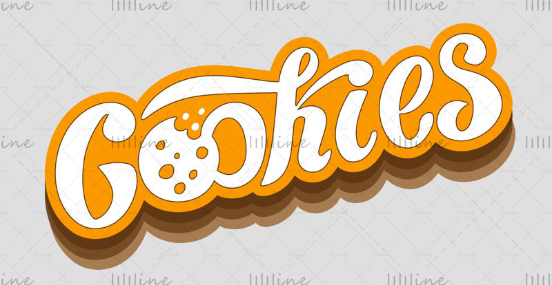 Cookie -k logó kézi betűkkel, digitális illusztráció