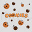 Ilustrație de cookie-uri cu un logo de desene animate cu inscripționare manuală