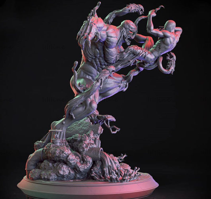 Pókember vs Venom 3D modell STL 3D nyomtatáshoz CNC faragott 3D nyomtatási modell