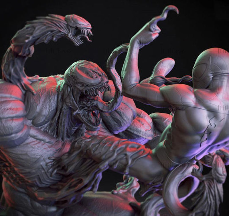 3D model Spiderman vs Venom STL pro 3D tisk CNC vyřezávaný 3D tiskový model