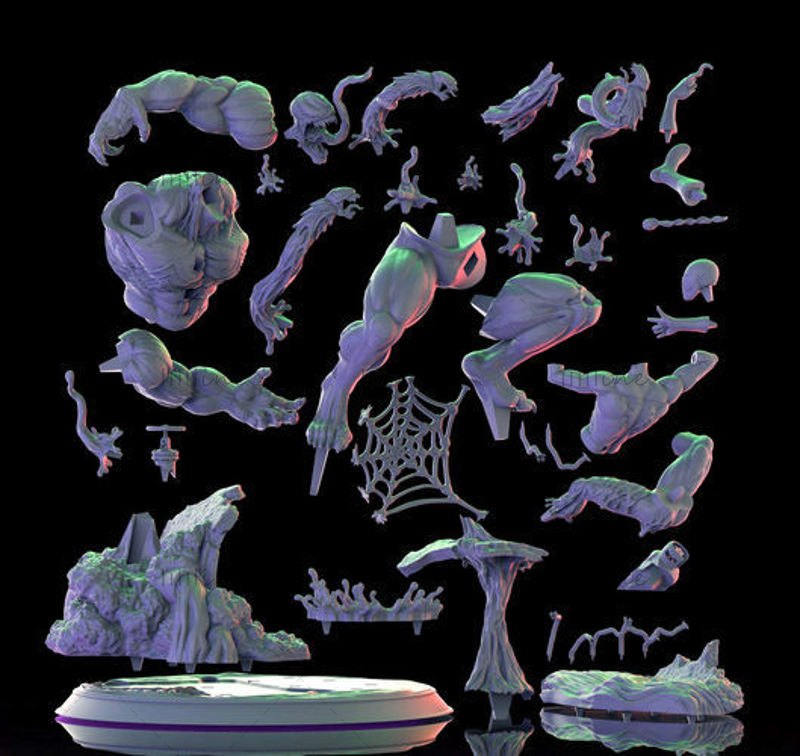 Spiderman vs Venom 3D model STL للطباعة ثلاثية الأبعاد CNC Carved 3D print model