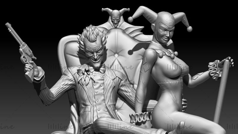 Joker and harley quinn 3D model for 3D Printing 3D print model