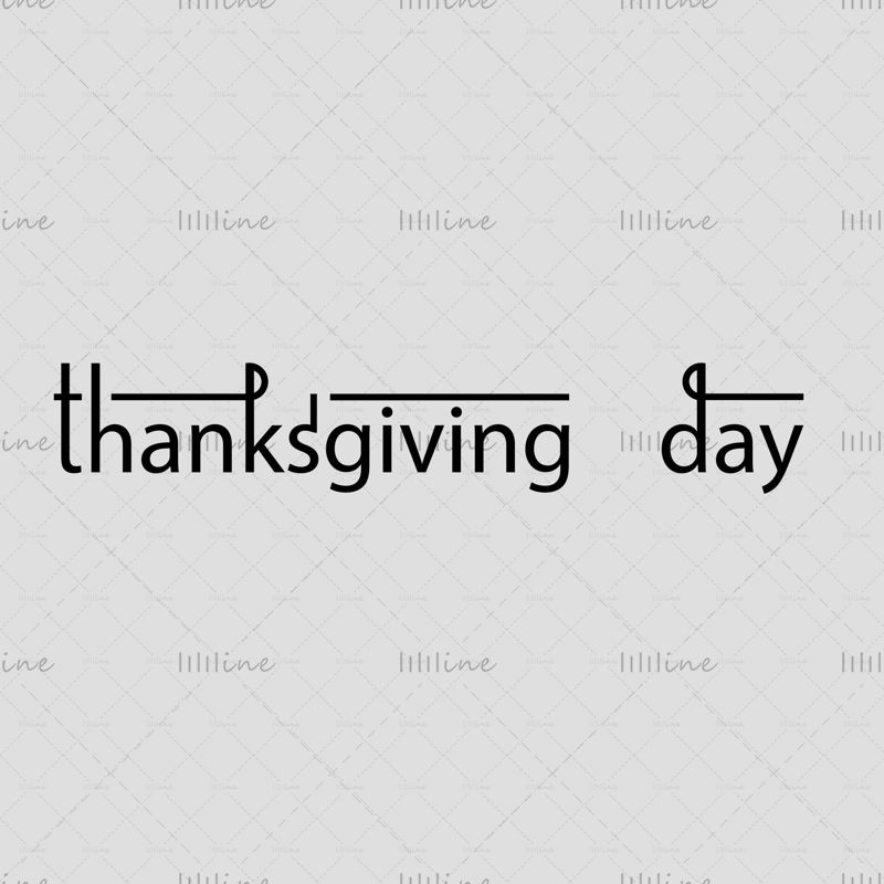 Giorno del Ringraziamento logo elegante linea scritta a mano