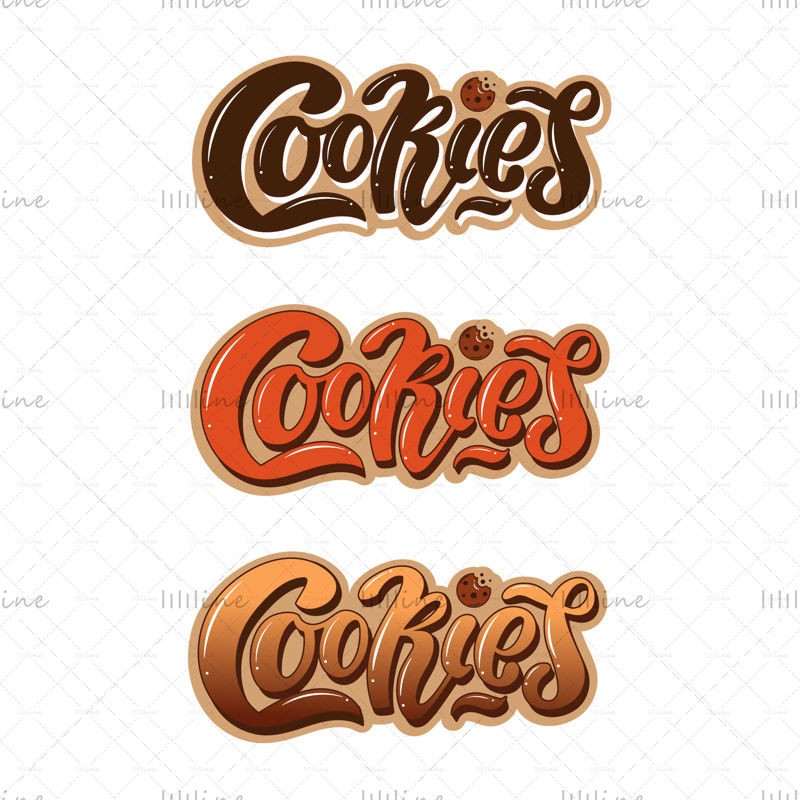 Cookies, stylové objemové 3d ruční písmo