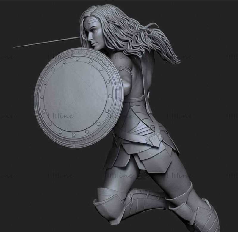 Wonder woman statue 3D model for 3D Print CNC router carved