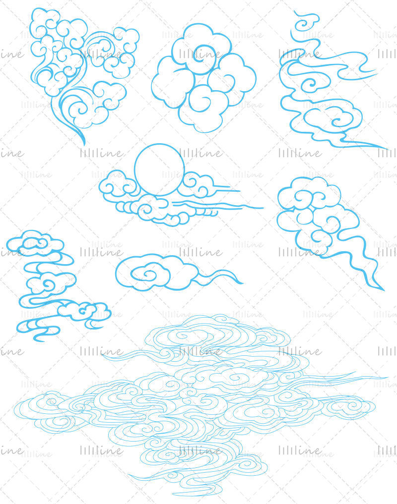 Ancient style cloud ai vector image material