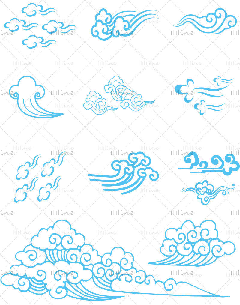 Ancient style cloud ai vector image material