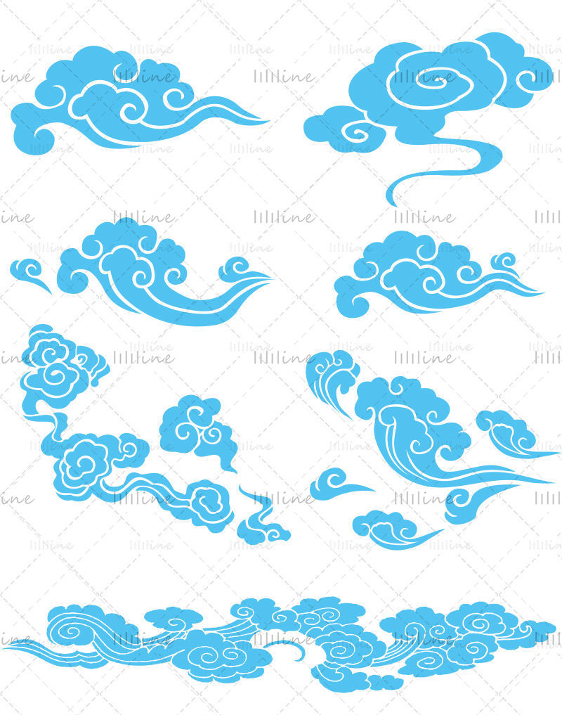 Chinese stijl cloud ai vector afbeeldingsmateriaal