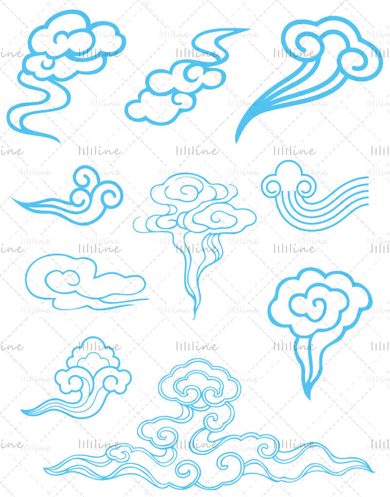 Кинески стил облак аи векторске слике материјала