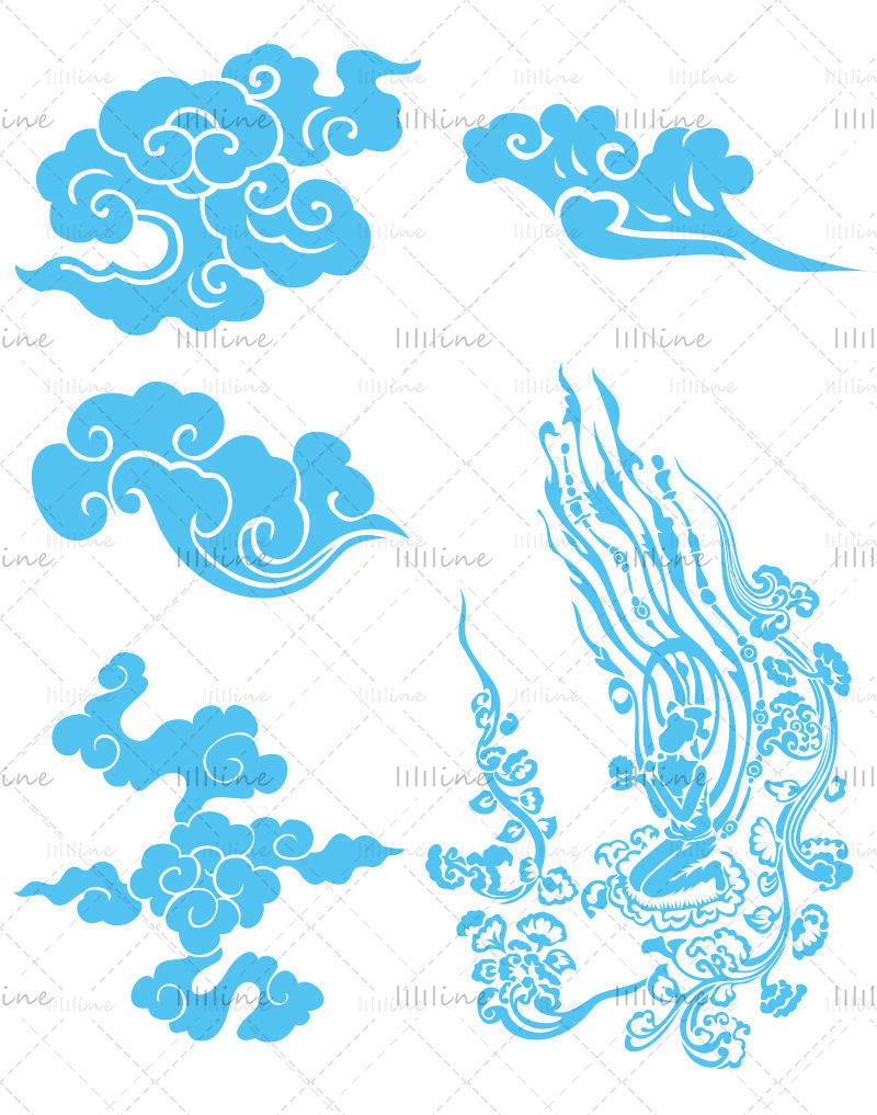 Material de imagen de vector de nube de estilo chino ai