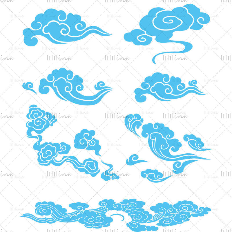 Chinese style cloud ai vector image material