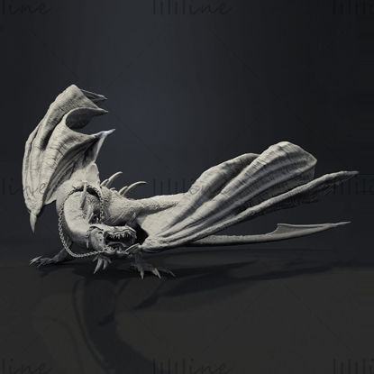 Monster draak standbeeld 3D-model afdrukbaar voor afdrukken in 3D