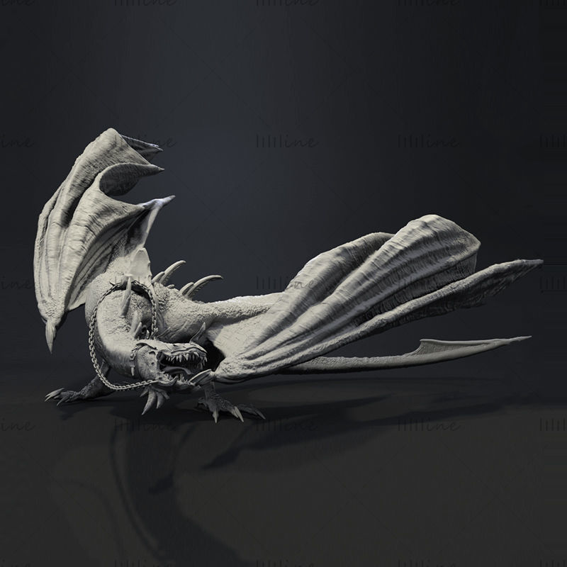 Monstruo dragón estatua modelo 3d imprimible para impresión 3D