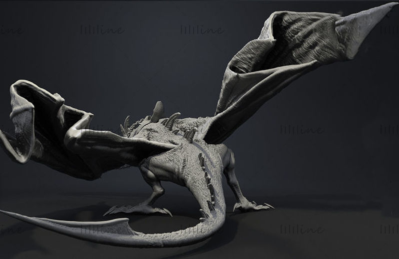 Monstruo dragón estatua modelo 3d imprimible para impresión 3D
