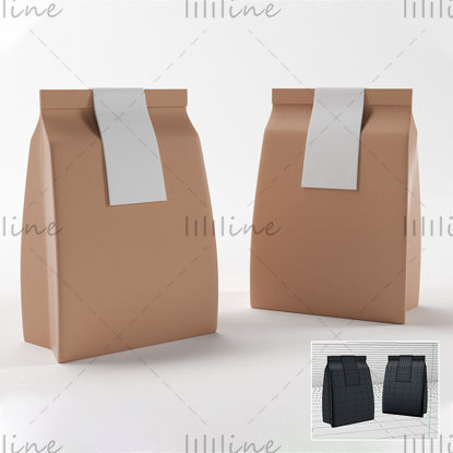 Caja de embalaje bolsa de embalaje de papel kraft modelo 3d