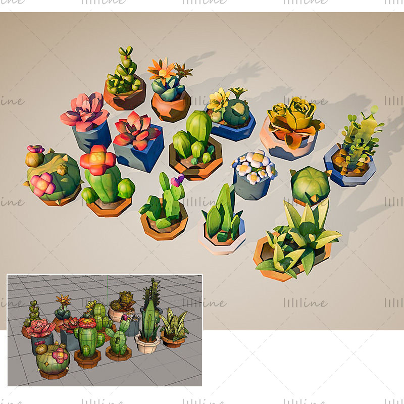 Cartoon small flower pot 3d model