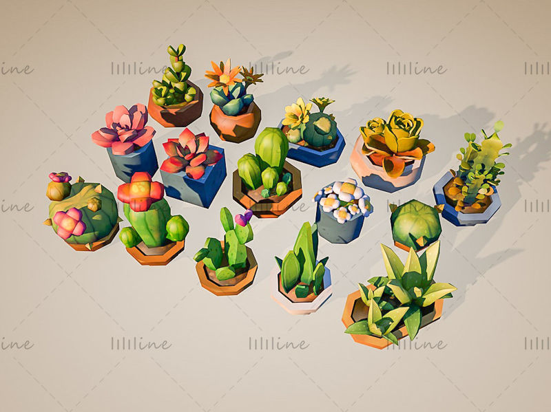 الكرتون وعاء الزهور الصغيرة نموذج ثلاثي الأبعاد