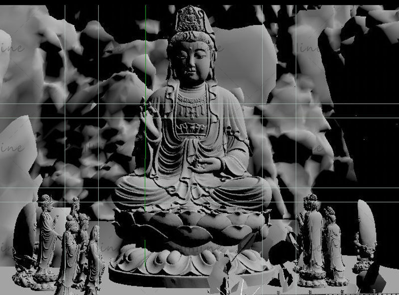 C4D настоящая статуя Будды в лесу 3d модель сцены