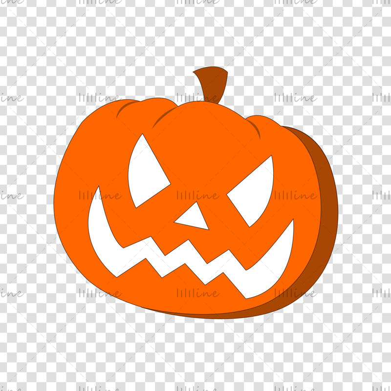 Calabaza de Halloween naranja con ojos blancos y boca