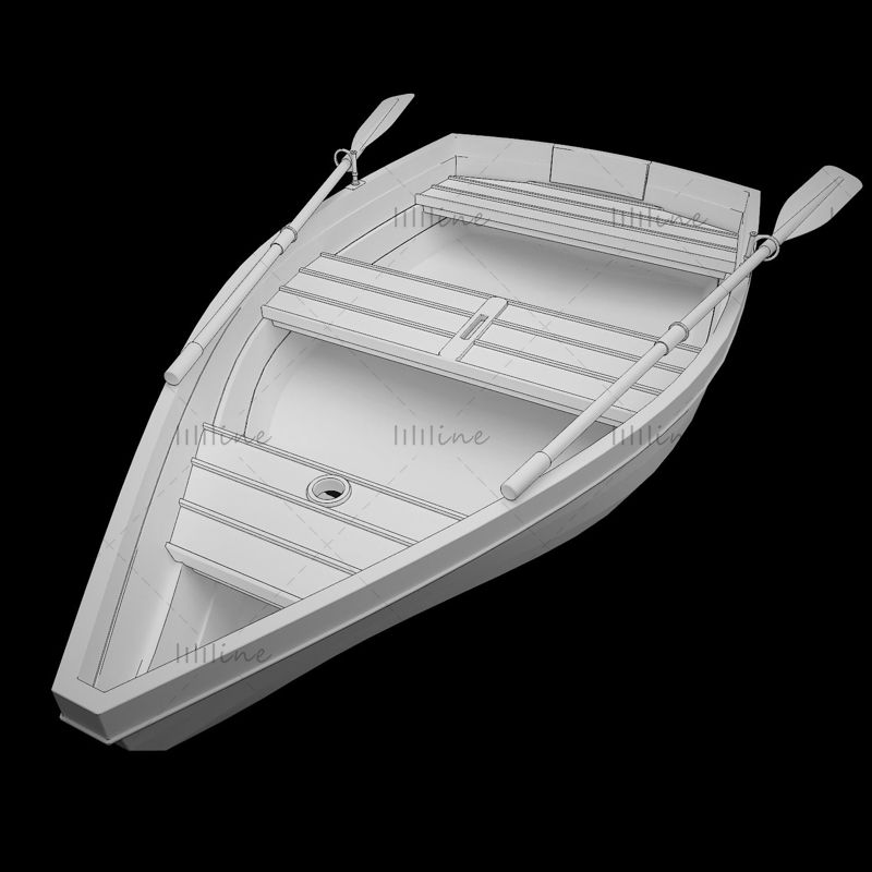 3D model of wooden boat