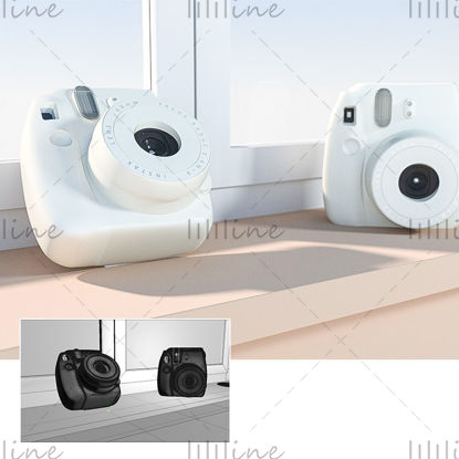 Víceformátový c4d Polaroid 3D model fotoaparátu jednoduchý scénický model