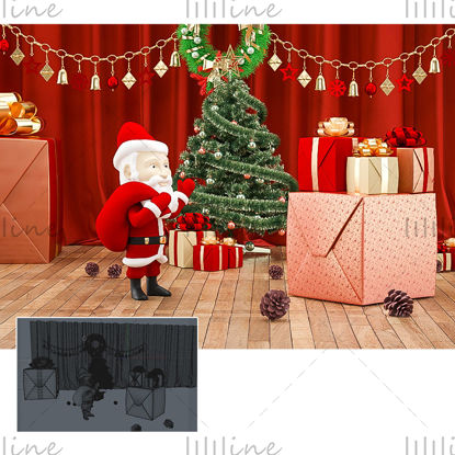 Various formats c4d christmas santa claus 3d creative scene model
