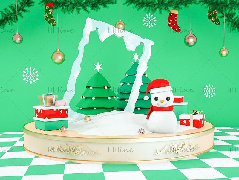 Various formats c4d cute cartoon christmas snowman 3d creative model