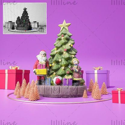 أشكال مختلفة c4d الكرتون شجرة عيد الميلاد سانتا كلوز نموذج ثلاثي الأبعاد