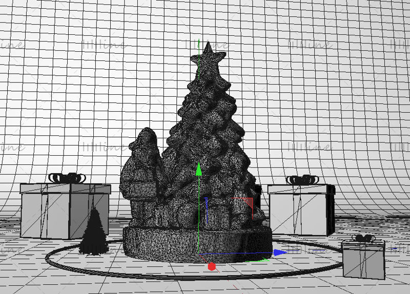 Varios formatos c4d árbol de navidad de dibujos animados modelo 3d de santa claus