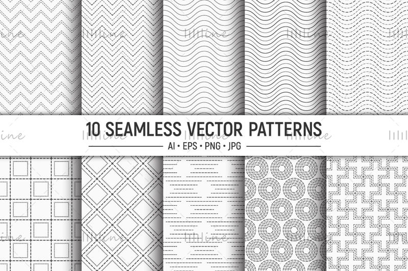 10 bezešvých vektorových tečkovaných vzorů