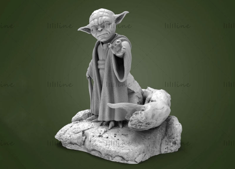 Master Yoda-standbeeld 3D-model voor 3D-priting