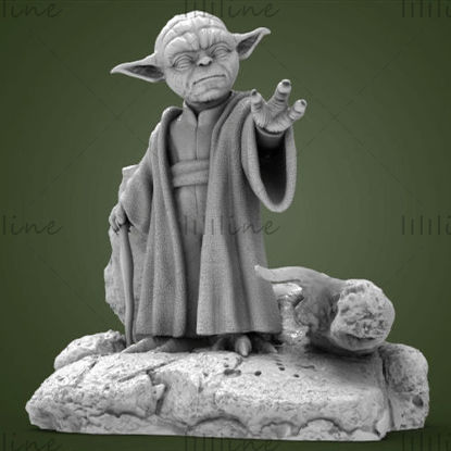 Master Yoda-standbeeld 3D-model voor 3D-priting