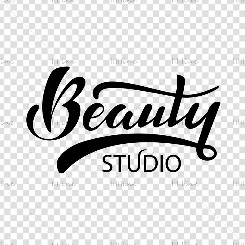 Güzellik stüdyosu dijital el yazısı logo vektör çizim