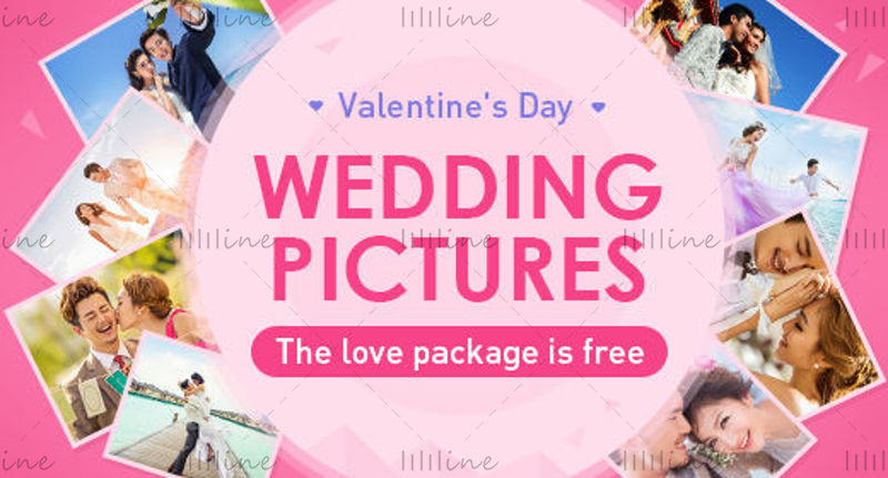 Banner de cartel de amantes de la boda romántica de comercio electrónico