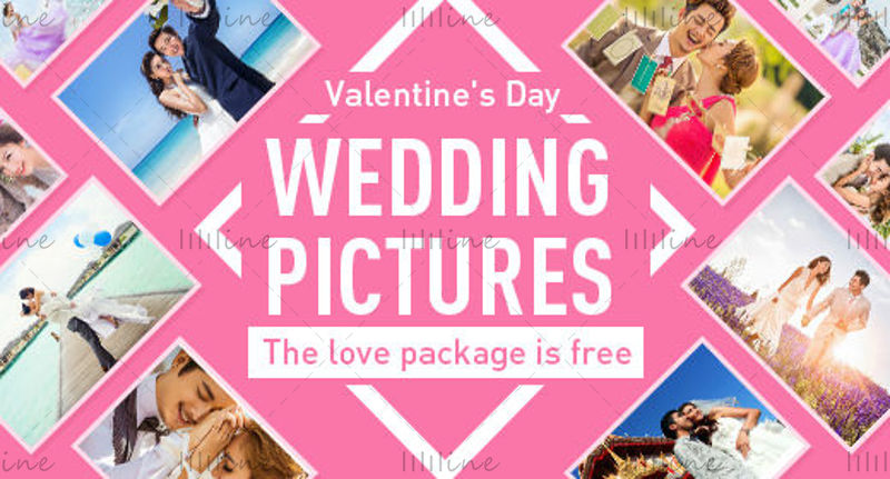 E-commerce romantische bruiloft liefhebbers poster banner