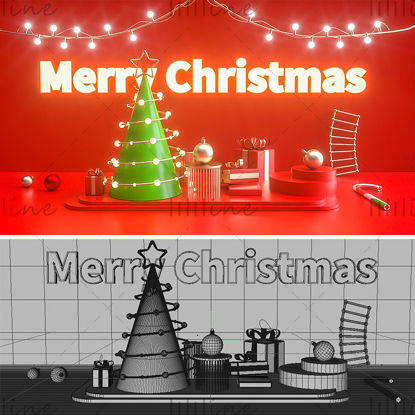 التجارة الإلكترونية نموذج المشهد 3D عيد الميلاد ملصق الحدث الإبداعي