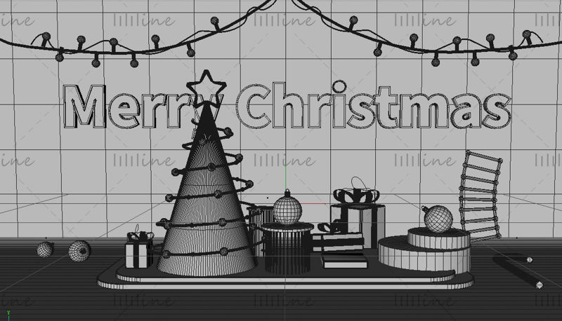E commerce 3D scéna modelu Vánoční kreativní událost plakát