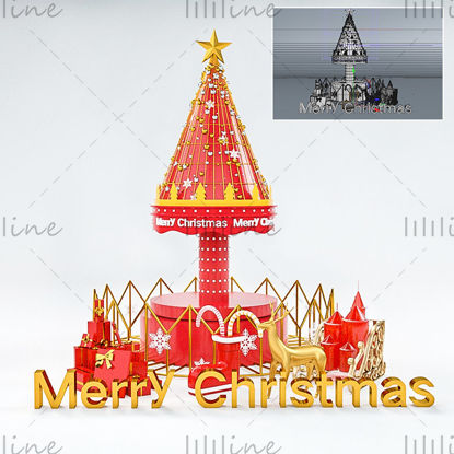 Verschillende formaten C4D Kerstdecoratie 3D sculptuur scènemodel