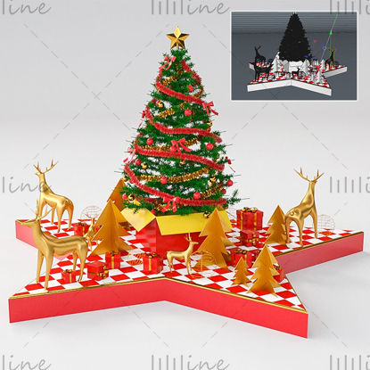 Různé formáty 3D sochařského modelu C4D vánoční dekorace