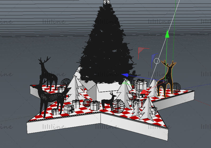 أشكال مختلفة C4D زينة عيد الميلاد نموذج نحت ثلاثي الأبعاد
