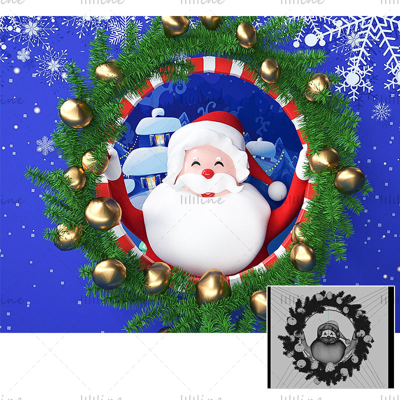 Víceformátový C4D vánoční kreslený stařík styling IP image Santa Claus model